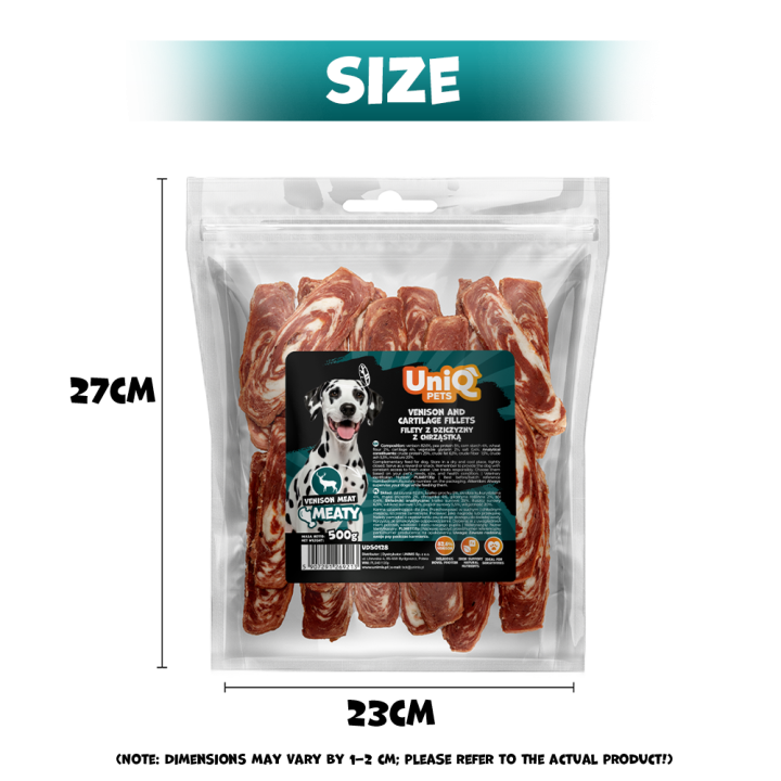UNIQ PETS PRZYSMAKI DLA PSA MEATY 500g filety z dziczyzny z chrząstką