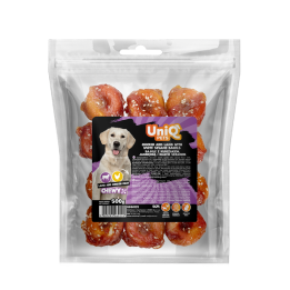 UNIQ PETS PRZYSMAKI DLA PSA CHEWY 500g bajgle z kurczakiem, jagnięciną i białym sezamem 4cm
