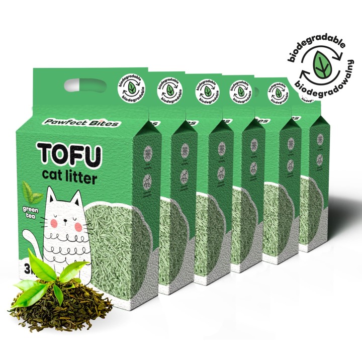 Żwirek tofu dla kotów zielona herbata eko zbrylający biodegradowalny Pawfect Bites