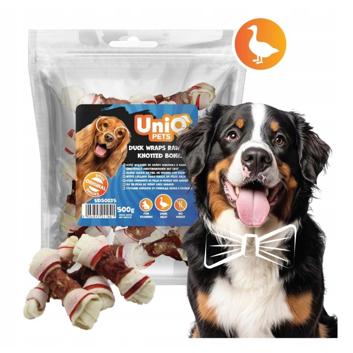 Kostki wapienne z kaczka i skóry wołowej 500g Uniq Pets