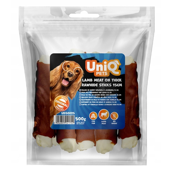Paleczki dla psa jagnięcina ze skórą wołową 500g Uniq Pets
