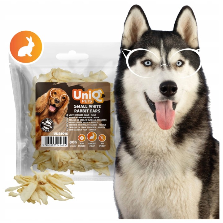 Uszy królicze dla psa małe 80g Uniq Pets