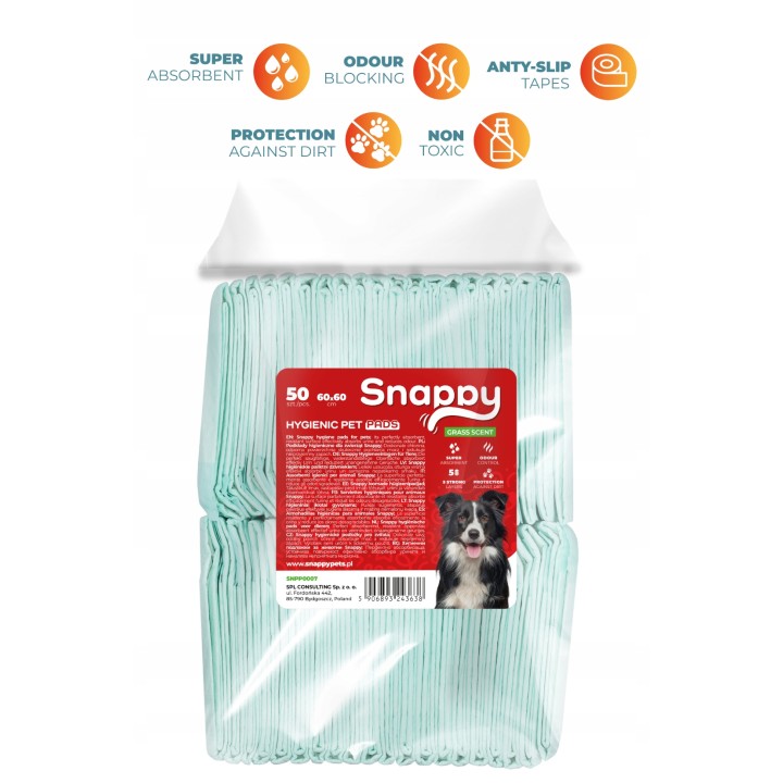 SNAPPY podkłady higieniczne zapach trawy 60x60cm 50 szt.
