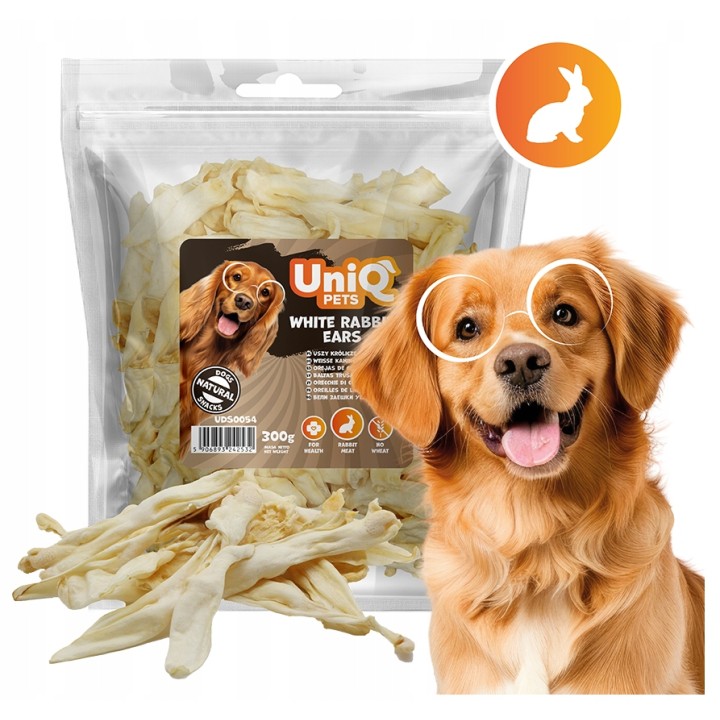 Uszy królicze naturalne przysmaki dla psa gryzak 300g UNIQ PETS