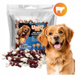 UNIQ PETS przysmaki dla psa kostki z wołowiną 500g