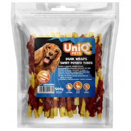 UNIQ PETS przysmaki dla psa rurki z batatów owinięte kaczką 500g