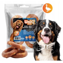 UNIQ PETS przysmaki dla psa 500g ring ze skóry wołowej z kaczką 12cm