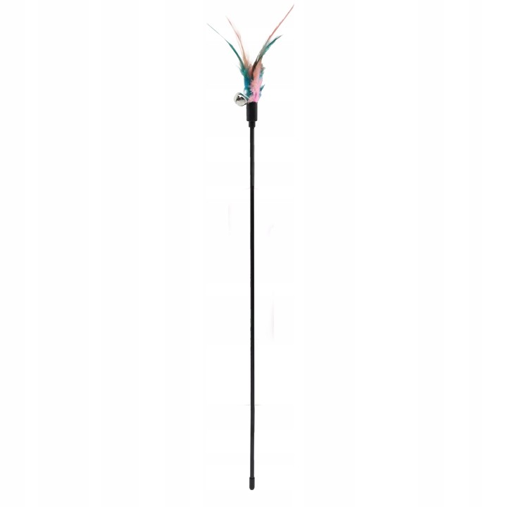 UNIQ PETS zabawka dla kota plastikowa wędka z kolorowymi piórkami 55cm