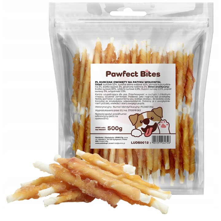 PAWFECT BITES przysmaki dla psa kurczak owinięty na wołowinie 500g