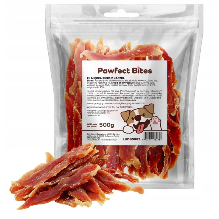 PAWFECT BITES smakołyk dla psa miękka piers z kaczki 500g