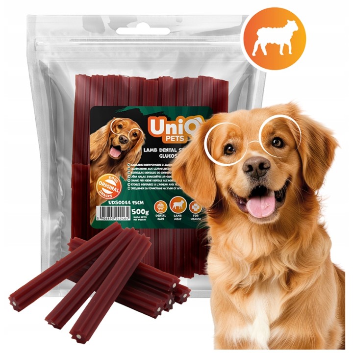 Pałeczki dentystyczne dla psa jagnięcina z glukozaminą 500g UNIQ PETS