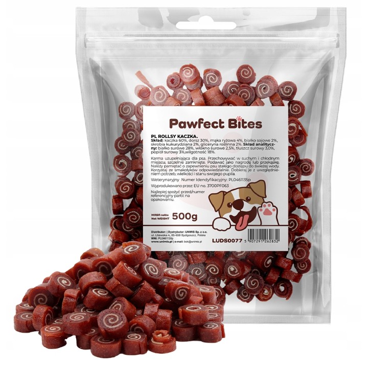 PAWFECT BITES przysmak dla psa ciasteczka kaczka 500g