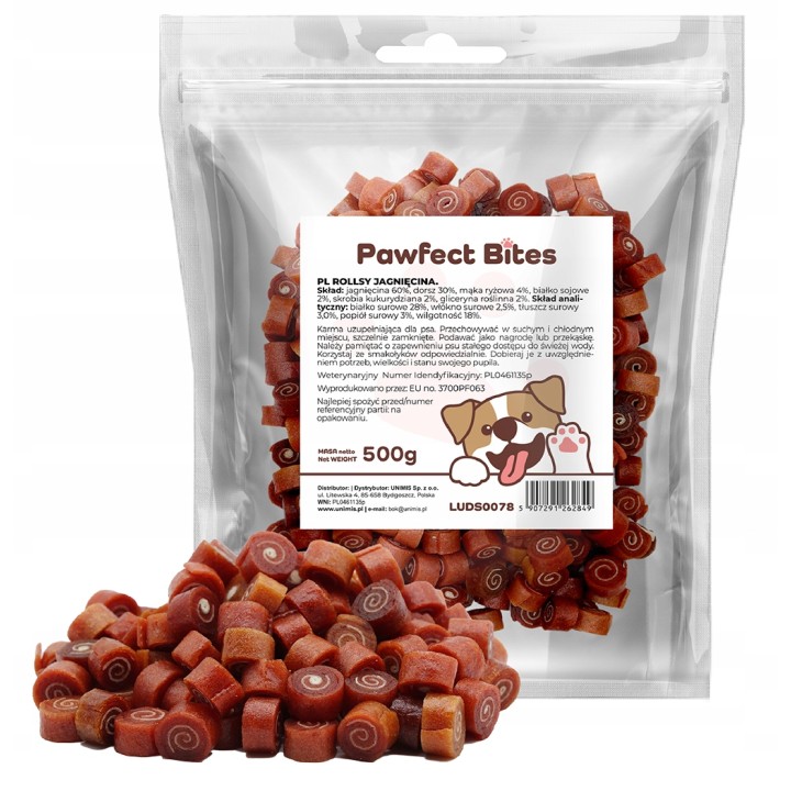 PAWFECT BITES smaczki z jagniecina dla psa 500g