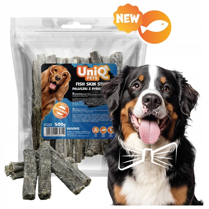 UNIQ PETS PRZYSMAKI DLA PSA VEGGIE & SEA 500g paluchy z rybiej skóry