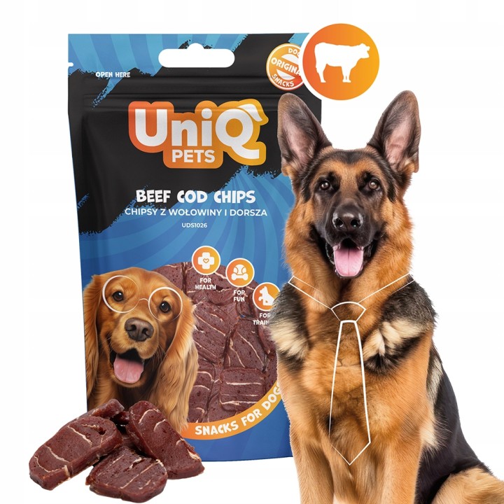 UNIQ PETS PRZYSMAKI DLA PSA WAGGI 80g chipsy z kaczki i dorsza