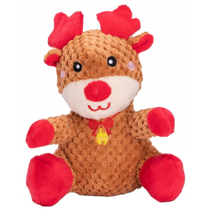 UNIQ PETS PLUSZOWA ZABAWKA DLA PSA SQUEAKIES Przytulanka z czerwonym nosem z piszczałką 16x13x20cm