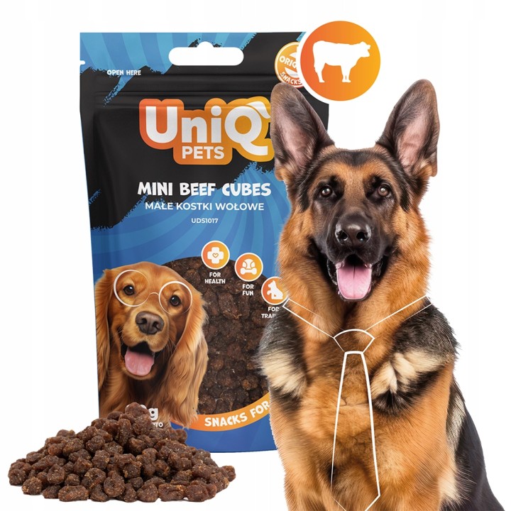 UNIQ PETS PRZYSMAKI DLA PSA WAGGI 80g małe kostki wołowe