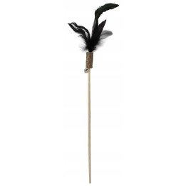 UNIQ PETS ZABAWKA DLA KOTA SWISHY drewniana wędka z kłodą i czarnym piórem 38-58cm