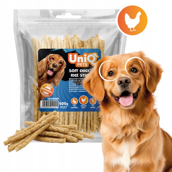 UNIQ PETS PRZYSMAKI DLA PSA MEATY 500g paluszki z kurczakiem i ryżem