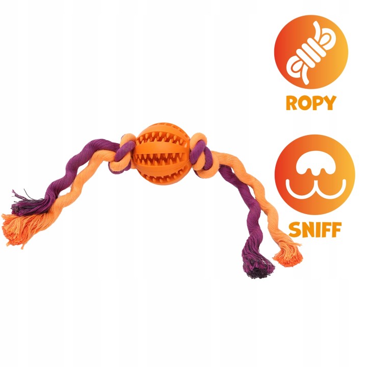 UNIQ PETS ZABAWKA DLA PSA ROPY piłka dental na szurku o zapachu mięty 22cm