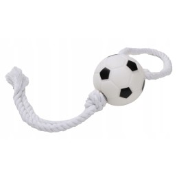 UNIQ PETS zabawka dla psa winylowa piłka soccer na sznurku z piszczałką 35cm