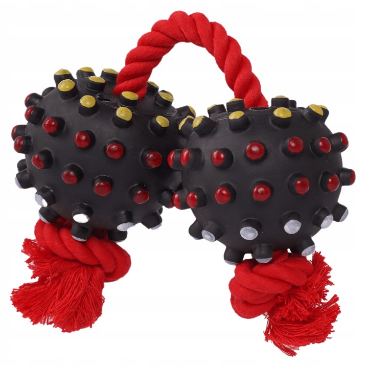 UNIQ PETS ZABAWKA DLA PSA ROPY piłki z kolcami na sznurku 35cm