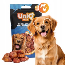 UNIQ PETS PRZYSMAKI DLA PSA WAGGI 80g bajgle z kurczakiem, jagnięciną i białym sezamem