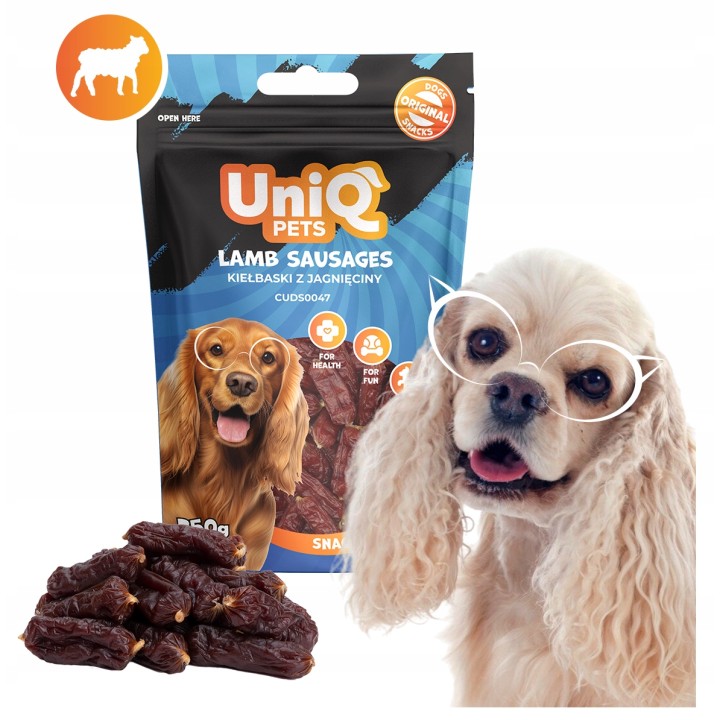 Kiełbaski dla psa z jagnięciny 250g Uniq Pets