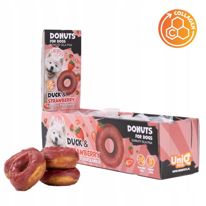 UNIQ PETS PRZYSMAKI DLA PSA COLLAGEN 50 g x 10 szt donut z kurczakiem i kokosem 7cm