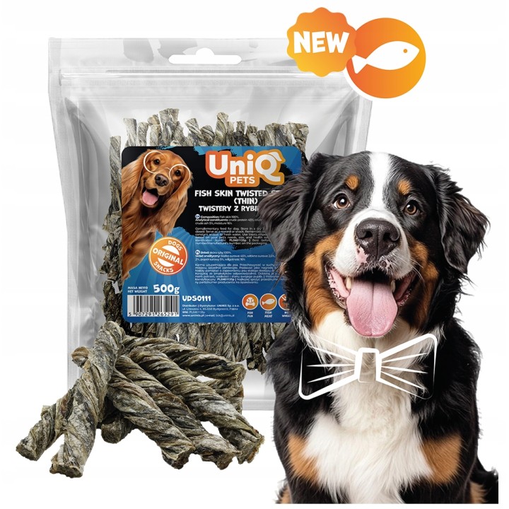 UNIQ PETS PRZYSMAKI DLA PSA VEGGIE & SEA 500g twistery rybiej skóry