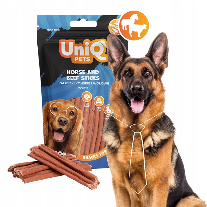 UNIQ PETS PRZYSMAKI DLA PSA WAGGI 80g paluszki z koniną i wołowiną