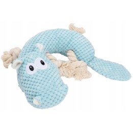 UNIQ PETS ZABAWKA SQUEAKIES Szarpak błękitny hipopotam z piszczałką 24,5×23×6cm