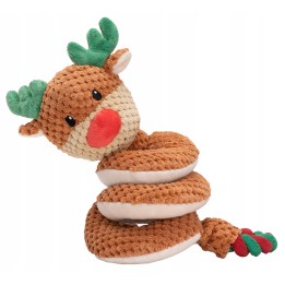 UNIQ PETS PLUSZOWA ZABAWKA DLA PSA SQUEAKIES Szarpak zawinięty reniferek z piszczałką 36x11x9cm