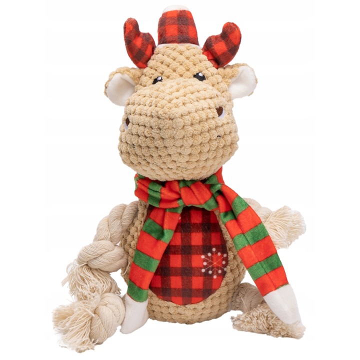 UNIQ PETS PLUSZOWA ZABAWKA DLA PSA SQUEAKIES Szarpak Rudolf z piszczałką 27x12x12cm