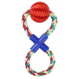 UNIQ PETS ZABAWKA DLA PSA ROPY piłka dental na sznurku w kształcie ósemki zapach mięty 30cm