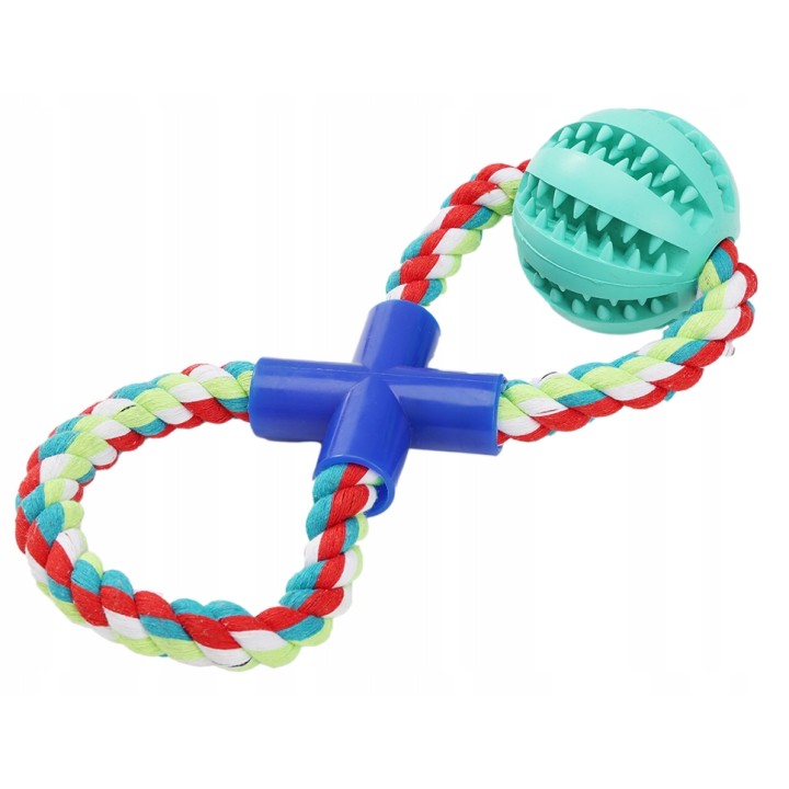 UNIQ PETS ZABAWKA DLA PSA ROPY piłka dental na sznurku w kształcie ósemki zapach mięty 30cm