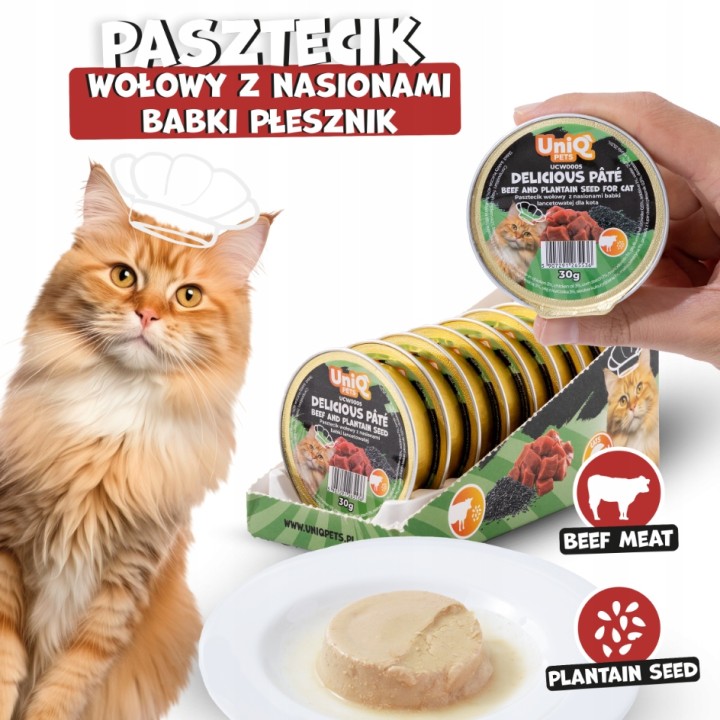 UNIQ PETS KARMA MOKRA DLA KOTA DELICIOUS Pâté 30 g x 8 szt. tacek. pasztecik wołowy z babką płesznik