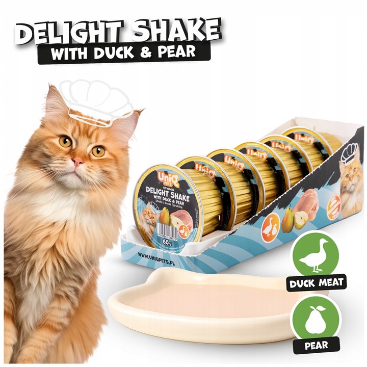 UNIQ PETS Karma mokra dla kota kremowy shake z kurczakiem i melonem 60g x 6szt. DELIGHT SHAKE
