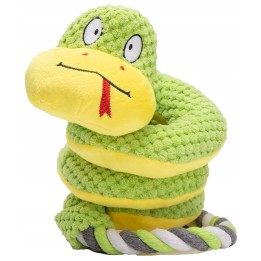 UNIQ PETS ZABAWKA SQUEAKIES Zielona zabawka do przeciągania w kształcie węża z piszczałką 36x11x9cm