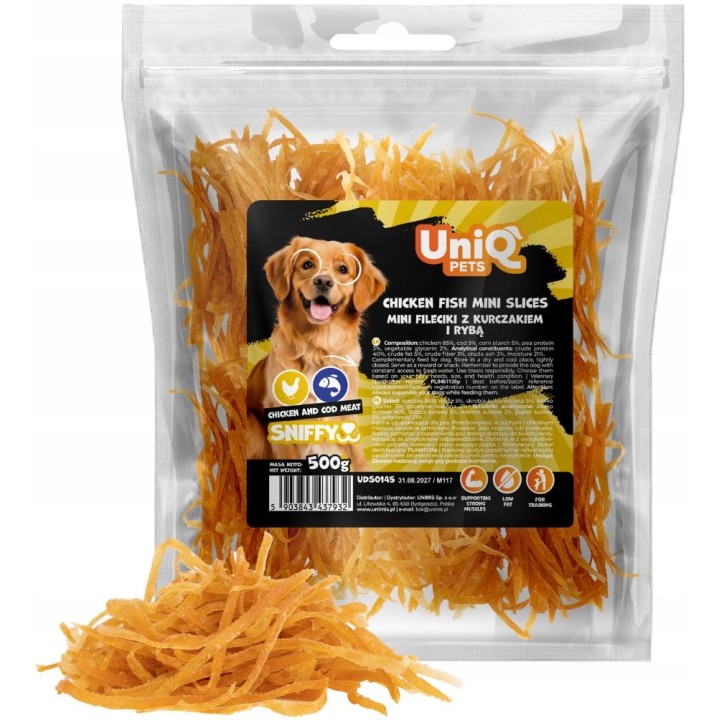 Smaczki dla psa kurczak i ryba mini fileciki 500g Uniq Pets