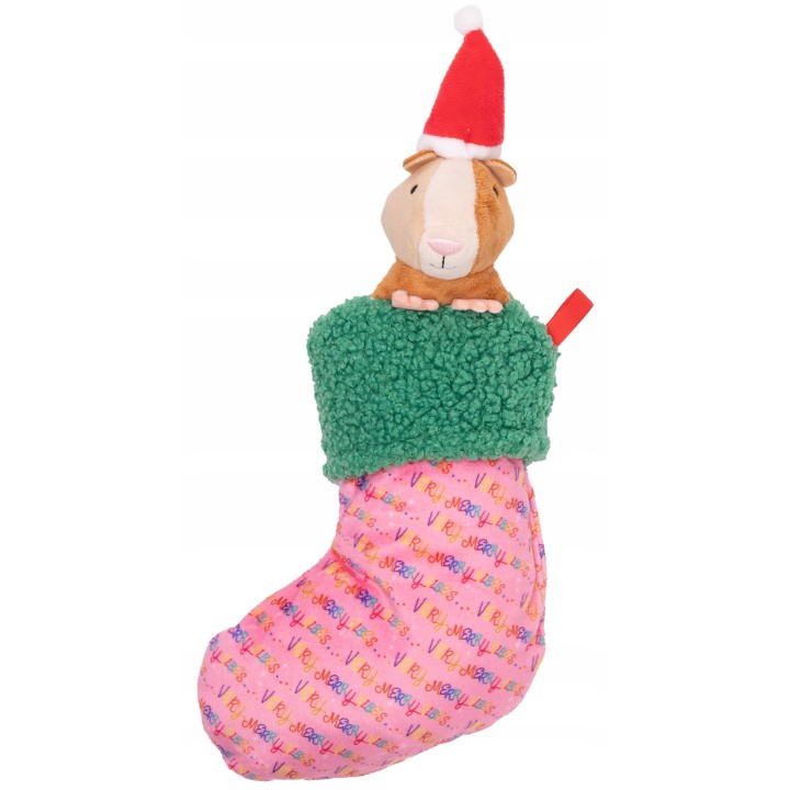 UNIQ PETS PLUSZOWA ZABAWKA DLA PSA SQUEAKIES Świnka morska w skarpecie z piszczałką 31x14,9x6,4cm