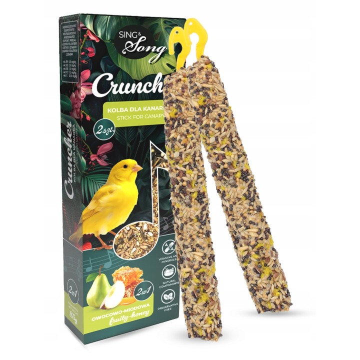 SING&SONG CRUNCHER przysmak dla kanarka 2w1 owocowo- miodowy 85g