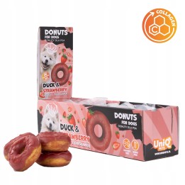 UNIQ PETS PRZYSMAKI DLA PSA COLLAGEN 50 g x 10 szt donut z kaczką i truskawkami 7cm