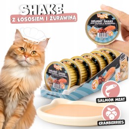 UNIQ PETS Karma morka dla kota kremowy shake z łososiem i żurawiną 60g x 6szt. DELIGHT SHAKE