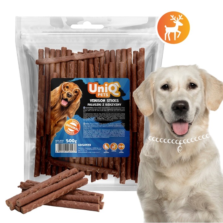 UNIQ PETS PRZYSMAKI DLA PSA MEATY 500g paluszki z dziczyzny