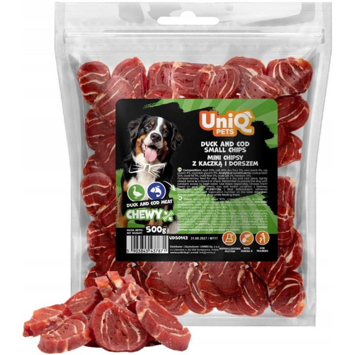 Miękkie smaczki dla psa kaczka dorsz naturalne przysmaki 500g Uniq Pets