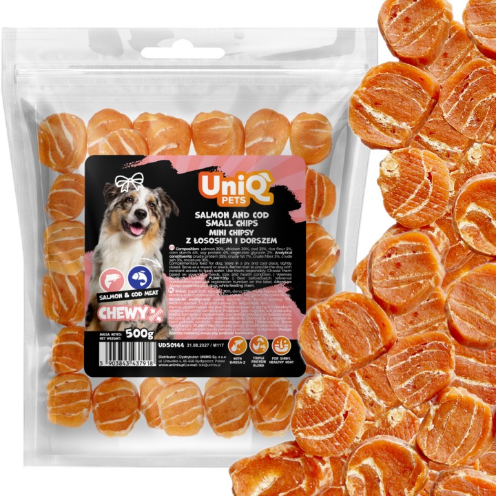 Smaczki dla psa łosoś dorsz naturalne przysmaki dla psa 500g Uniq Pets