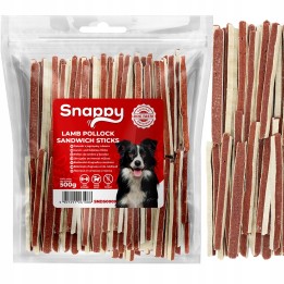 Paski z jagnięciny dla psa - kanapka dla psa jagnięciny i dorsza 500g SNAPPY