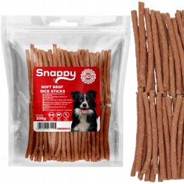 Paluszki wołowe dla psa - przysmak paluszki ryzowe dla psa z wołowiną 500g SNAPPY