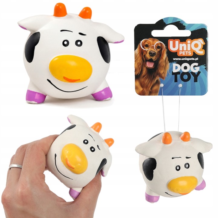 UNIQ PETS ZABAWKA DLA PSA SQUEAKIES piłka krowa z piszczałką 6cm